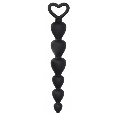 Черная анальная елочка Silicone Anal Beads - 17,5 см.