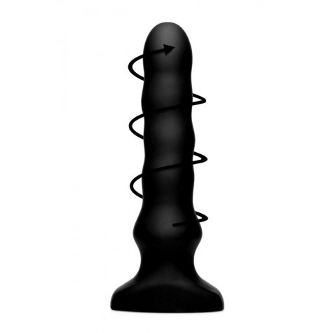 Черный вибратор с волнообразным движением Silicone Vibrating & Squirming Plug with Remote Control - 19,5 см.