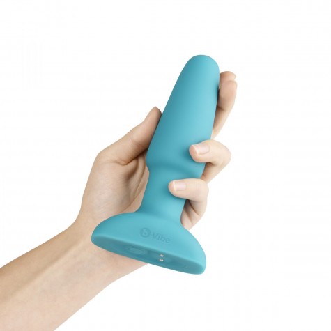 Голубая вибропробка с ротацией шариков RIMMING REMOTE CONTROL PLUG TEAL - 15,2 см.