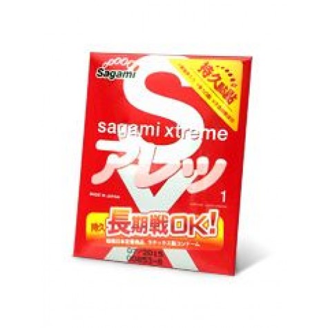 Утолщенный презерватив Sagami Xtreme FEEL LONG с точками - 1 шт.