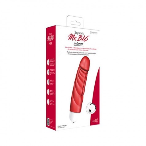 Красный вибратор с рёбрышками Mr. Big Intense - 18,4 см.