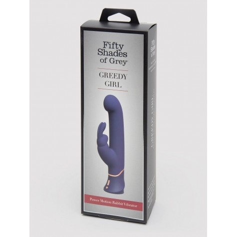 Фиолетовый вибратор Greedy Girl Power Motion Thrusting Rabbit Vibrator - 21,6 см.